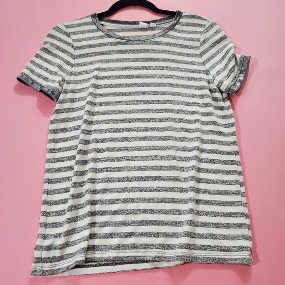 ✨ Gap Knitted Knit Striped Velvet Short Sleeve Shirt ✨ - Picture 1 of 5
